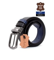 Pierre Cardin PC406 Erkek 4 cm Çift Taraflı Kemer Lacivert