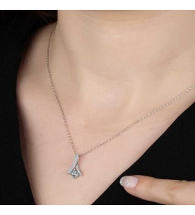 Swarovski Taşlı Gümüş Tektaş Bayan Kolye