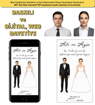 100 Adet Baskılı Davetiye+İnteraktif Dijital PDF Davetiyeniz Hediye