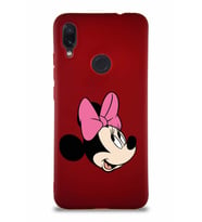 Xiaomi Redmi Note 7 Soft Premier Kapak Minnie Mouse-A Tasarımlı Silikon Kılıf - Mürdüm (Şeffaf)