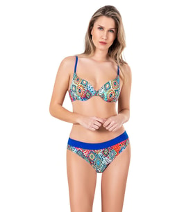 Endeep Kadın Yarım Dolgulu Desenli Mavi Bikini Takımı