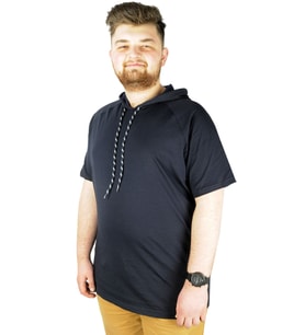 Mode XL Büyük Beden Tshirt Reglan Kapşonlu 22117 Lacivert