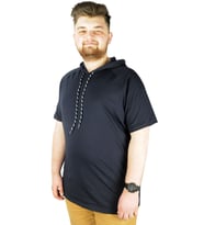 Mode XL Büyük Beden Tshirt Reglan Kapşonlu 22117 Lacivert