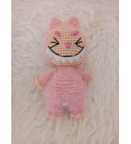 Pembe Labubu Amigurumi Organik Anahtarlık Oyuncak