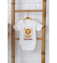 Pia Baby Premium %100 Pamuk İsme Özel Organik Baskılı Çıtçıtlı Bebek Body Zıbın Modelleri 5003-16 (Ekru)