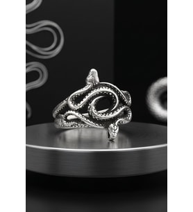 925 Ayar Gümüş Yüzük Yılan Figürlü Unisex 903009