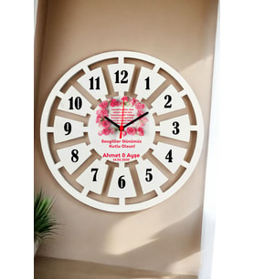 En Güzel Sevgili Hediyesi Duvar Saati 40cm 023 (Beyaz)