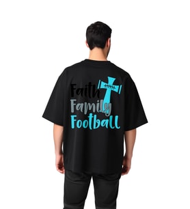 Erkek Oversize Tişört İman Aile Futbol Grafik Baskılı %100 Pamuk Rahat Kesim Günlük Modern Şık Zarif