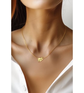 Kişiye Özel 925 Ayar Gümüş Mom Kalp Kolye Anneler Günü Özel (Gold)