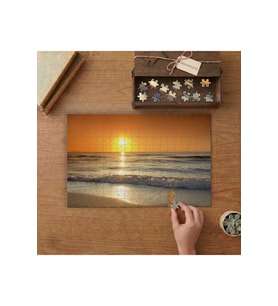 Deniz - Kum - Güneş - Günbatımı Tasarımı 240 parça Ahşap Puzzle Ahşap Kutuda MP07957
