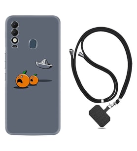 Tecno Spark 8T Kılıf Resimli Boyun Askılı İpli Desenli Silikon Orange Escape 1374
