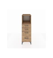 Kronos Dolap Tek Raflı 4 Çekmeceli 44x59x134 Çam-Çam