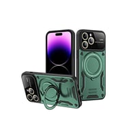 İphone 16 Pro Kılıf Joy Lens Standlı Kapak - Koyu Yeşil