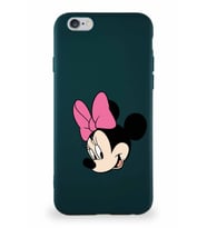 Apple iPhone 6S Soft Premier Kapak Minnie Mouse-B Tasarımlı Silikon Kılıf - Yeşil (Şeffaf)