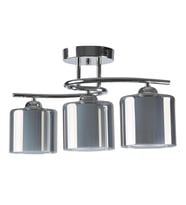 Modern Krom Füme Çift Camlı Dekoratif 3 Lü Sarkıt Avize