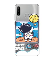Huawei P30 Lite Uyumlu Astronot Desenli Şeffaf Telefon Kılıfı