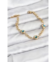316L Çelik Nazar Model Gold Renk Kadın Bileklik 5886