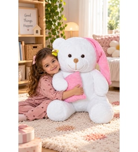 Pandamke 80 cm Yastıklı Uyku Arkadaşı Peluş Ayıcık (Pembe)