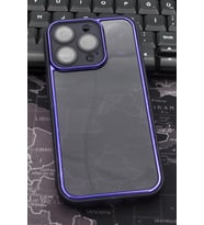 iPhone 14 Pro Uyumlu Mor Kenarlı Renkli Yarı Şeffaf Kapak Kılıf Kamera Lens Korumalı