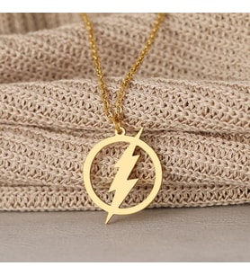 Kişiye Özel 925 Ayar Gümüş Halka Yıldırım Kolye (Gold)