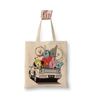 Bts Bt21 Beyaz Bez Çanta Uzun Saplı Alışveriş Çantası Plaj Çantası