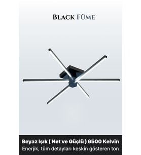 Nova 6 Füme LED Tavan Avize – Kumandalı Dim Edilebilir – Aşağı Işık