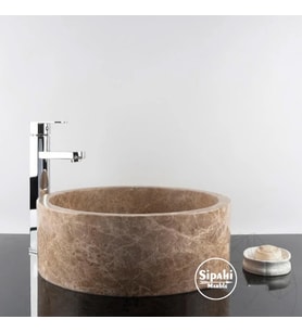 Sipahi Marble Light Emperador Silindir Lavabo