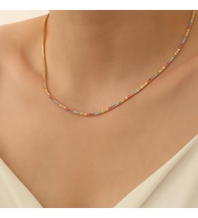 925 Ayar Gümüş Rainbow Su Yolu İtalyan Kolye (Gold)