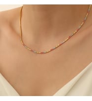 925 Ayar Gümüş Rainbow Su Yolu İtalyan Kolye (Gold)