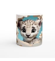 Baharın Masum Yüzü Kar Leoparı Yavrusu Temalı Baskılı Kupa Bardak