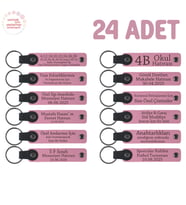 Pembe, Tüm Eğitmenler İçin Kişiseleştirilebilir İsim Yazılı Karne Hediyesi Anahtarlık 24’lü Set,