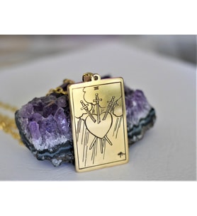 Altın Kaplama Kılıç Üçlüsü Tarot Gümüş Kolye