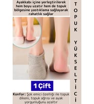 Ayakkabı İçinde Belli Olmaz Rahat Konforlu Boy Uzatıcı Esnek Silikon Ayak Topuk Yükseltici 1 Çift
