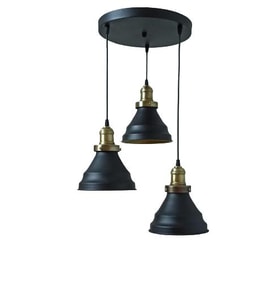 Retro Metal Siyah 3 Lü Dekoratif Rustik Sarkıt Avize Çap:30 cm