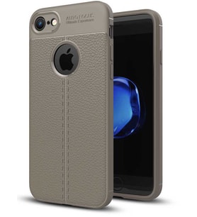 Apple iPhone 8 Kılıf Esnek Pu-Deri Leather-Pu Serisi Protected Case (Gri)