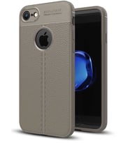 Apple iPhone 8 Kılıf Esnek Pu-Deri Leather-Pu Serisi Protected Case (Gri)