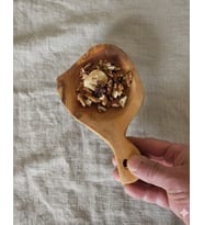 Zeytin el yapımı sunum tabağı (Ekru - Kahverengi)
