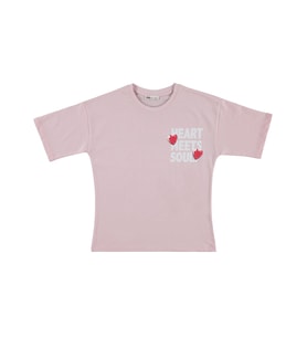 Civil Girls Heart Baskılı 10-13 Yaş Tişört - Pudra