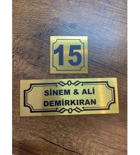 Kapı İsimliği Klasik Ev Dış Kapı İsimliği Çelik Kapı İsimliği Gold0016