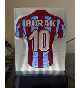 Kişiye Özel İsimli ve Numaralı Bordo Mavi Forma Desenli Taraftar Dekoratif Led Lamba Kablolu