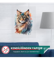 Renkli Kedi Posteri, Premium Baskı Poster, Statik Akıllı Kağıt, Kedili Poster (Yapay Zeka Tasarım)