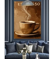 Tek Bir Kahve Fincanı Espresso Yazısı Dekoratif Kanvas - Mdf Ahşap Tablo