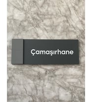 Klasik Seri Mat Antrasit Çamaşırhane Kapı İsimliği