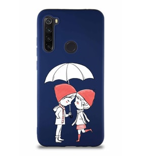Xiaomi Redmi Note 8 Soft Premier Kapak Aşk Tasarımlı Silikon Kılıf - Lacivert (Şeffaf)
