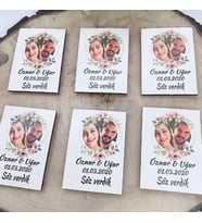 Hayaller Dükkanı 30 Adet Resimli Kişiye Özel Ahşap Magnet Soz Nişan Düğün Hediyesi Şekeri Nikah Şekeri