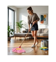 ovivo Wellsoft Mop Paspas Mop Yedek Ucu Ve Ahşap Sapı ile Takım