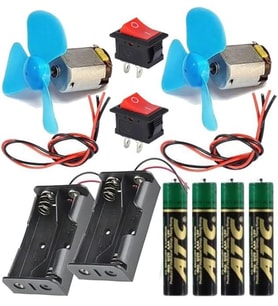 Deney Seti 1 Paket Pervane Dc Motor Anahtar Pil Yatağı Pil İletken Kablo Okul Sınıf Deney Malzemesi