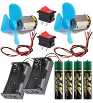 Deney Seti 1 Paket Pervane Dc Motor Anahtar Pil Yatağı Pil İletken Kablo Okul Sınıf Deney Malzemesi