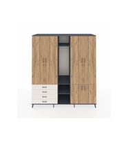 Kronos Dolap 14 Raflı 4 Çekmeceli Tek Askılı 220x59x243 Antrasit-Çam/Aytaşı