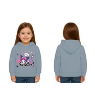 Unisex Baskılı Çocuk Swaetshirt Kapüşonlu 3 İplik Şardonlu Kuromi baskılı (Mavi)